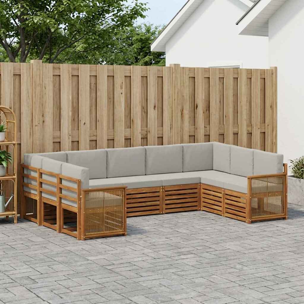 Hoekbank Set met kussen 7 pcs Naturel en lichtgrijs is nu te koop bij PeponiXL, paradijselijk wonen!