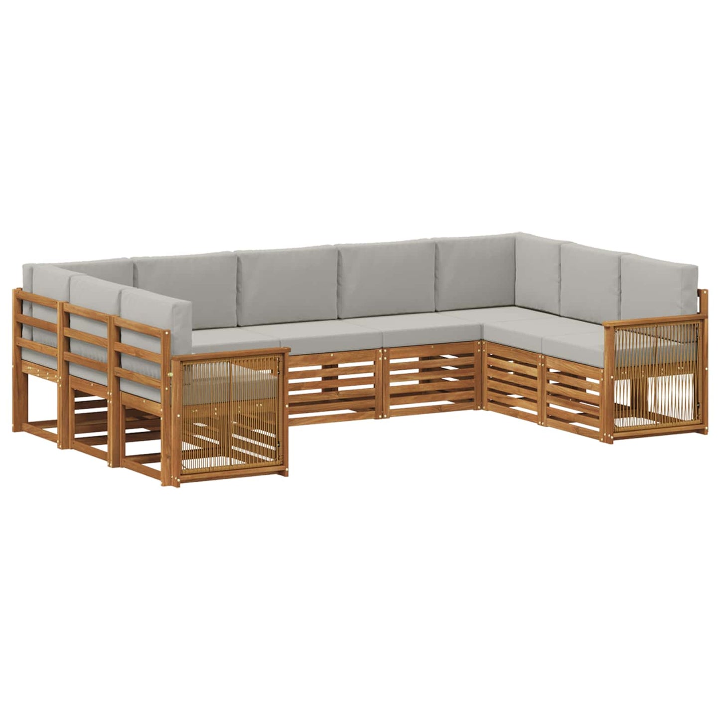 Hoekbank Set met kussen 7 pcs Naturel en lichtgrijs is nu te koop bij PeponiXL, paradijselijk wonen!