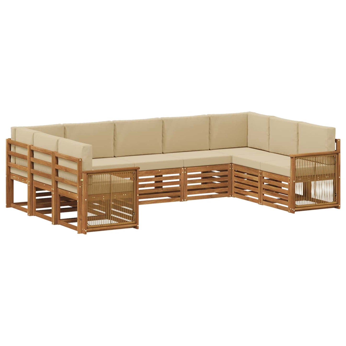 Hoekbank Set 7 pcs Naturel Massief Acaciahout en Polyester is nu te koop bij PeponiXL, paradijselijk wonen!