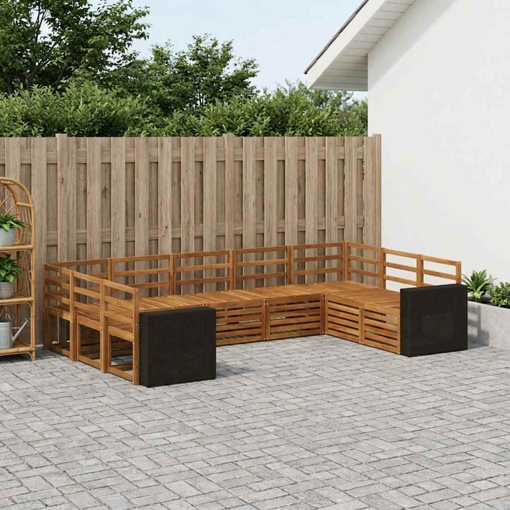 Hoekbank Set 9 pcs Naturel Massief Acaciahout is nu te koop bij PeponiXL, paradijselijk wonen!