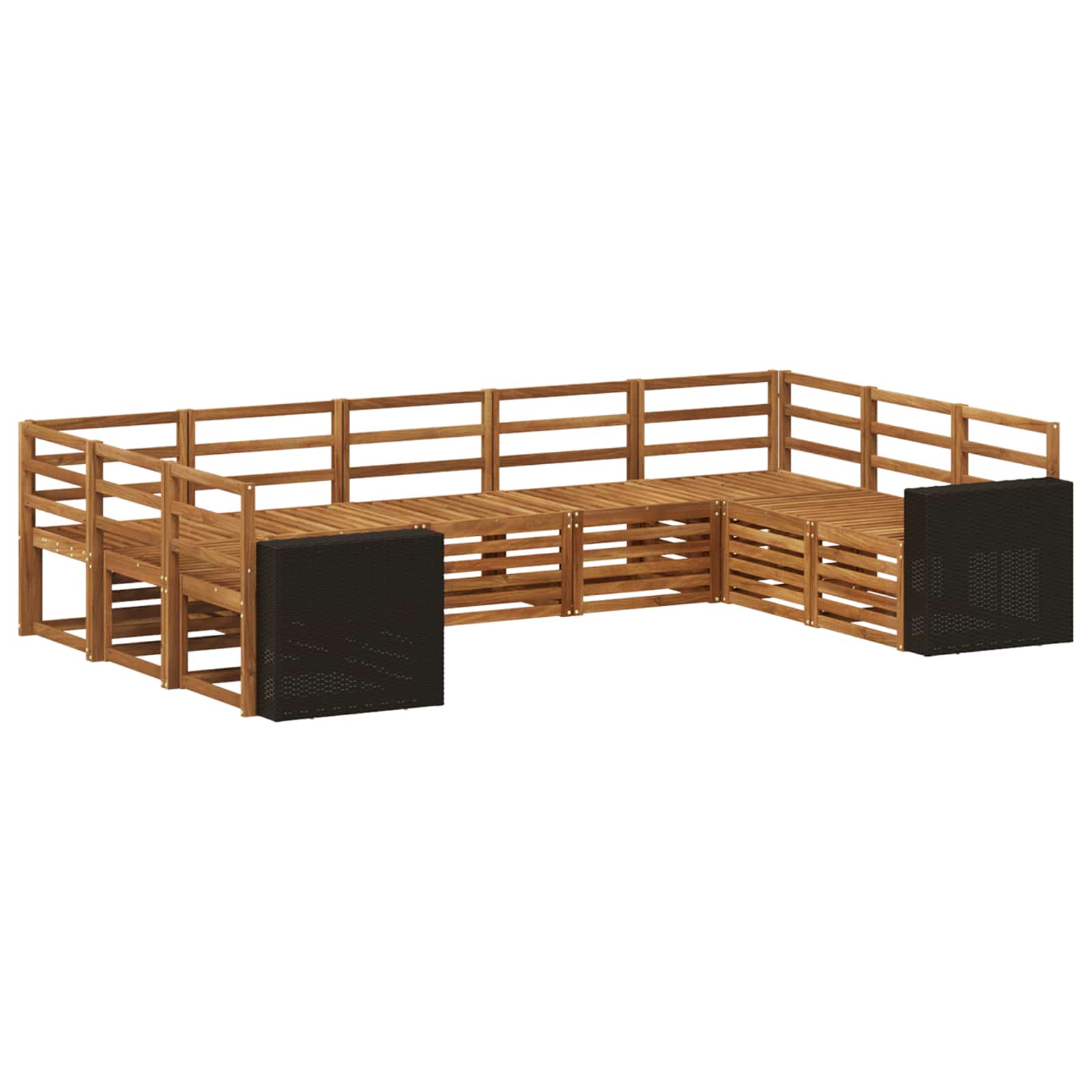 Hoekbank Set 9 pcs Naturel Massief Acaciahout is nu te koop bij PeponiXL, paradijselijk wonen!