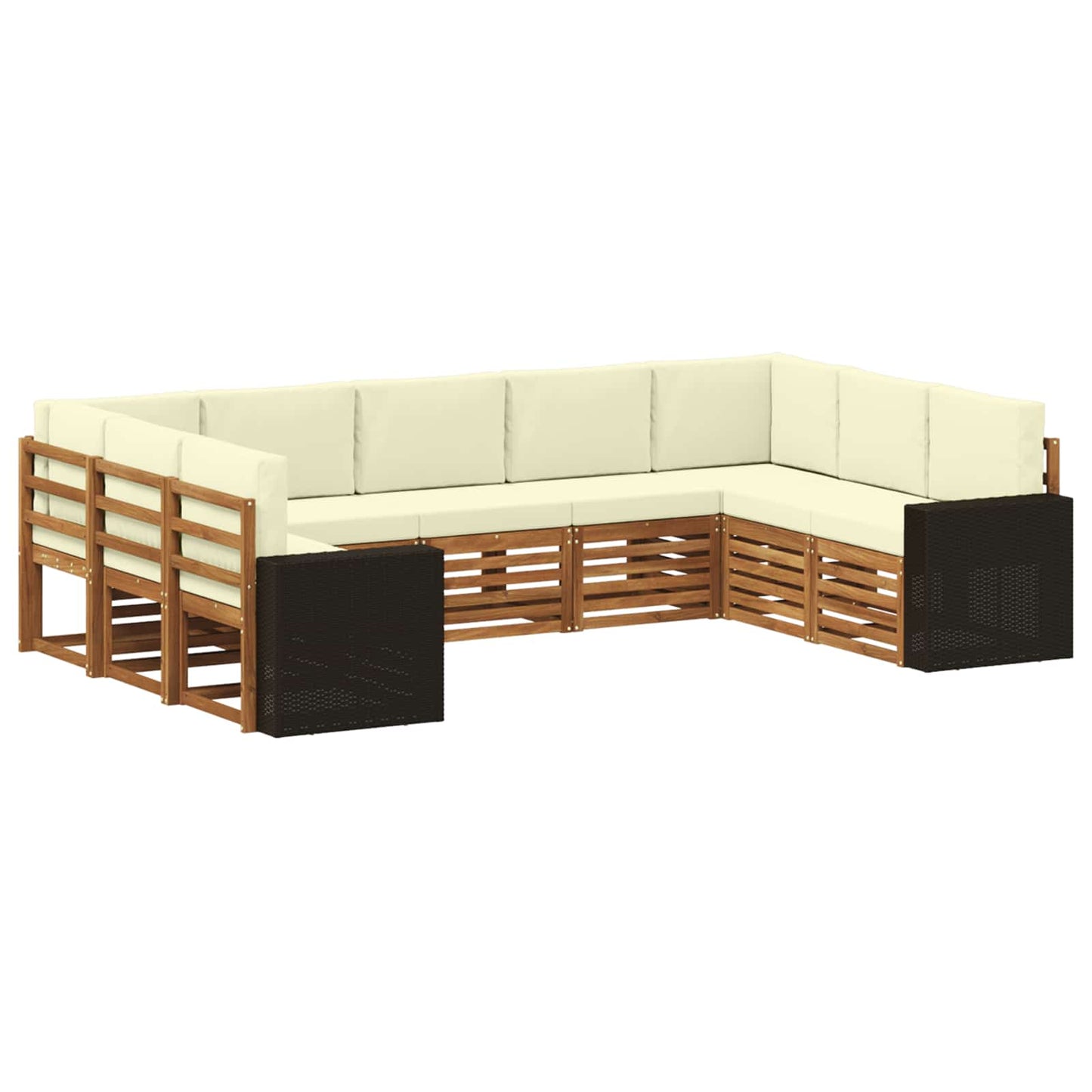 Hoekbank Set met kussen 9 pcs Natuurlijk en Crème Polyester is nu te koop bij PeponiXL, paradijselijk wonen!