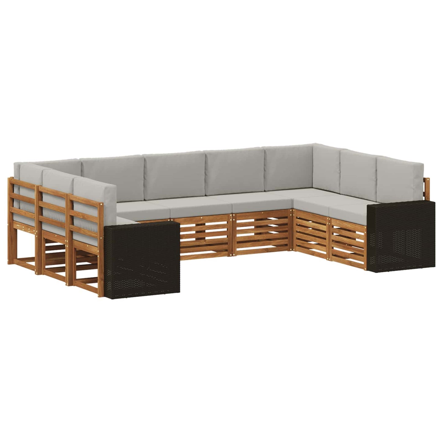 Buiten bankenset 9 pcs Naturel en lichtgrijs Polyester is nu te koop bij PeponiXL, paradijselijk wonen!