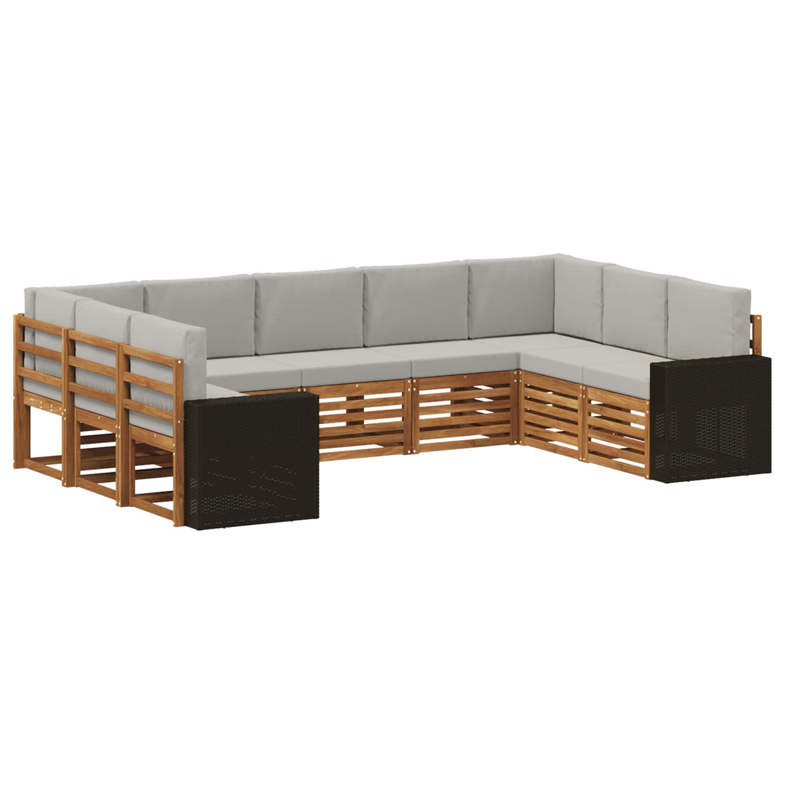 Buiten bankenset 9 pcs Naturel en lichtgrijs Polyester is nu te koop bij PeponiXL, paradijselijk wonen!