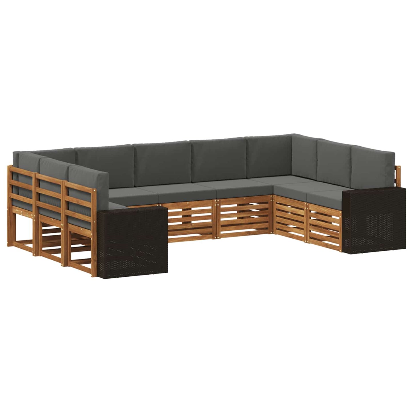 Hoekbank Set met kussen 9 pcs Natuurlijk en Antraciet Polyester is nu te koop bij PeponiXL, paradijselijk wonen!