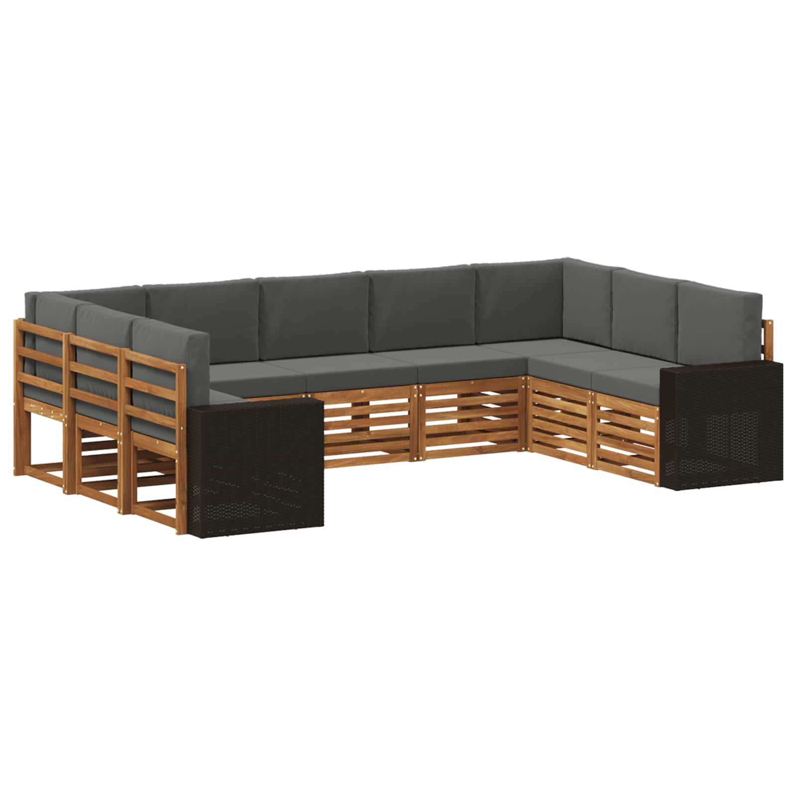 Hoekbank Set met kussen 9 pcs Natuurlijk en Antraciet Polyester is nu te koop bij PeponiXL, paradijselijk wonen!