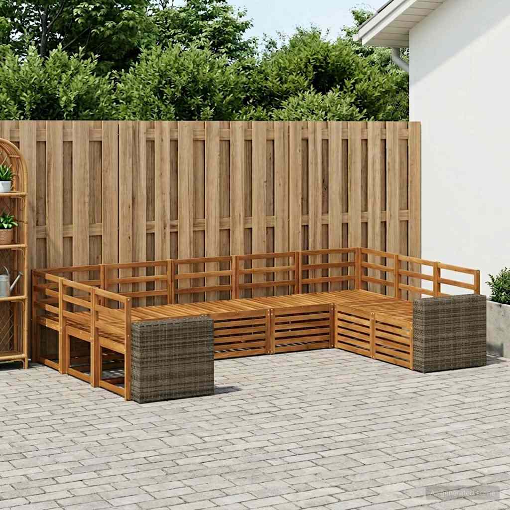 Hoekbank Set 9 pcs Naturel Massief Acaciahout is nu te koop bij PeponiXL, paradijselijk wonen!