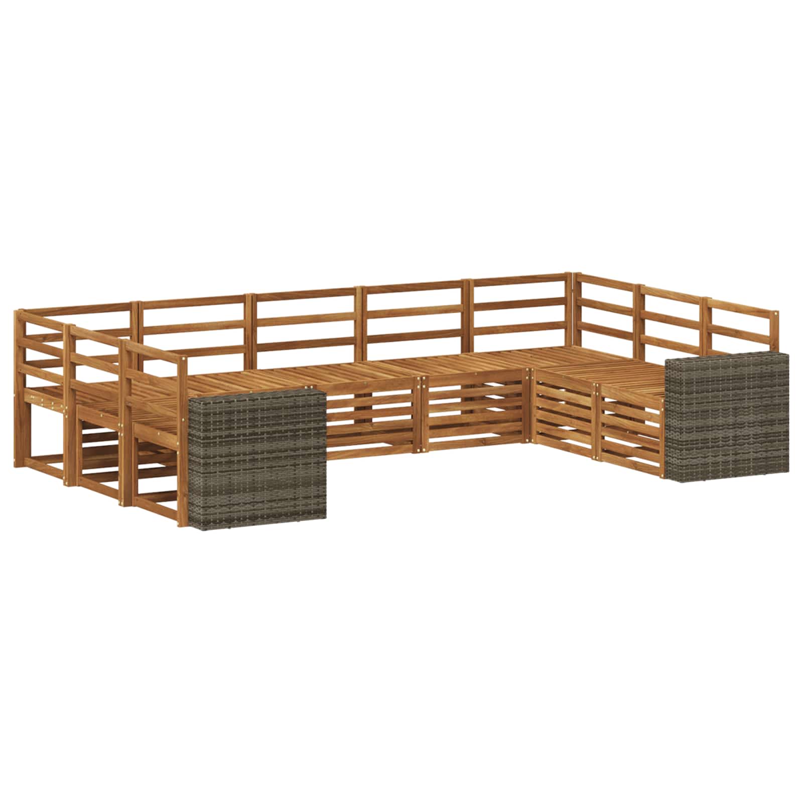 Hoekbank Set 9 pcs Naturel Massief Acaciahout is nu te koop bij PeponiXL, paradijselijk wonen!