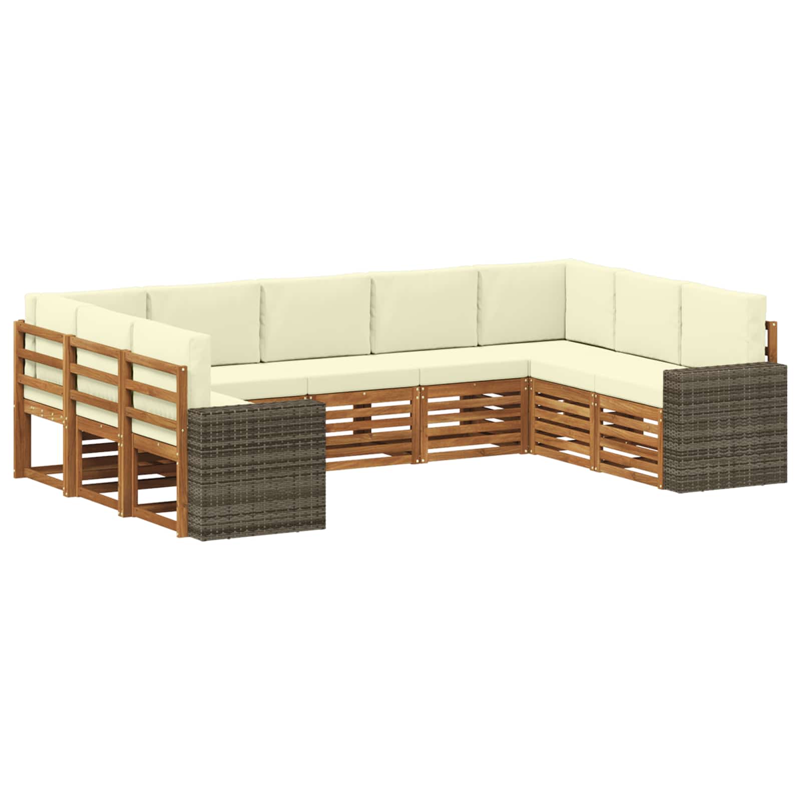 Hoekbank Set met kussen 9 pcs Natuurlijk en Crème Polyester is nu te koop bij PeponiXL, paradijselijk wonen!