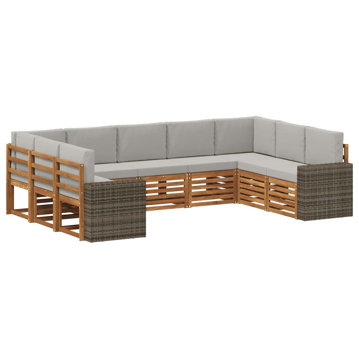 Hoekbank Set met kussen 9 pcs Naturel en lichtgrijs Polyester is nu te koop bij PeponiXL, paradijselijk wonen!