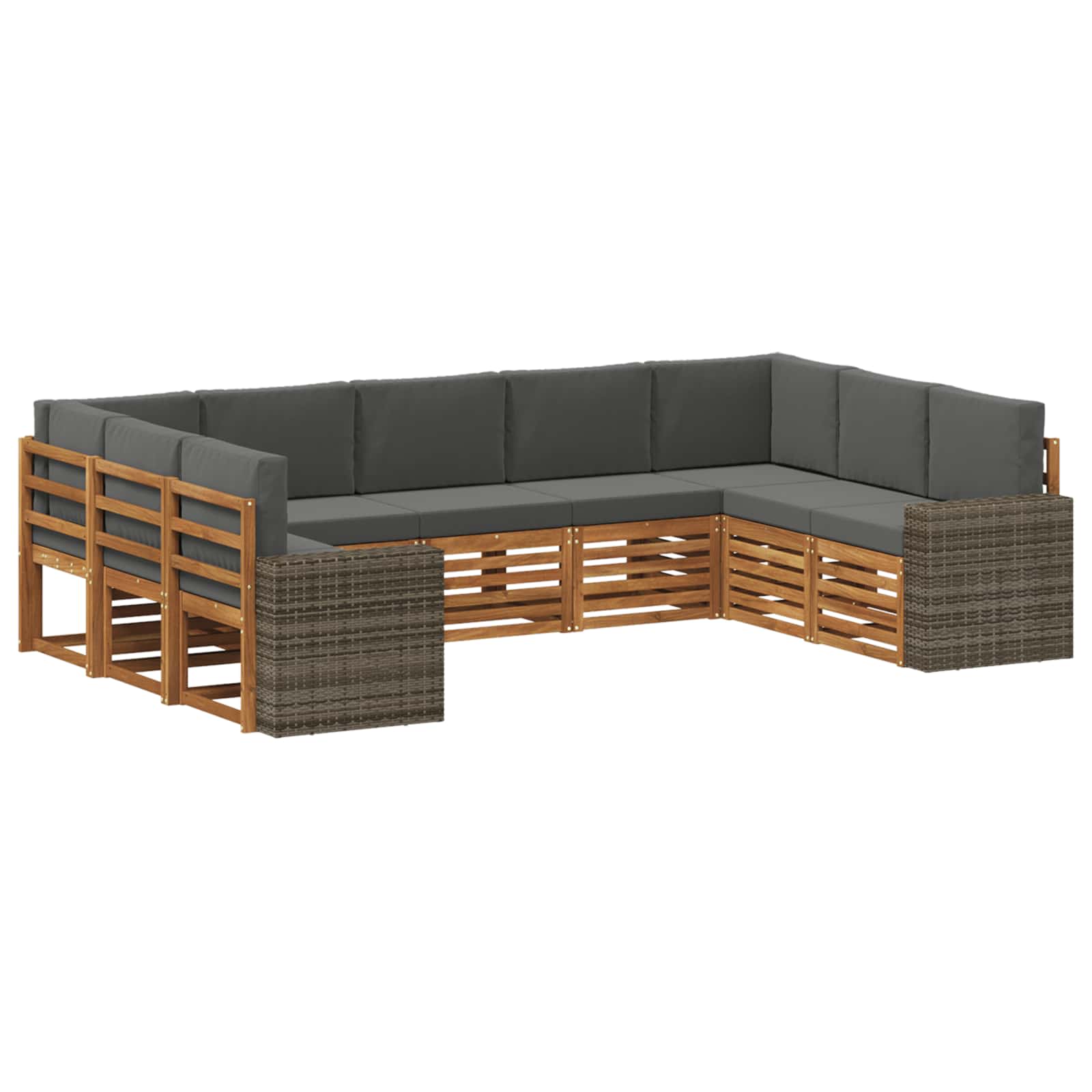 Hoekbank Set met kussen 9 pcs Natuurlijk en Antraciet Polyester is nu te koop bij PeponiXL, paradijselijk wonen!