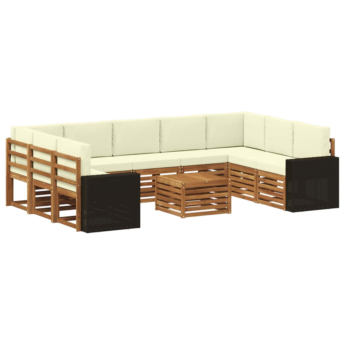 Sofa-Sets 10 pcs Natuurlijk en Crème Massief Acaciahout is nu te koop bij PeponiXL, paradijselijk wonen!