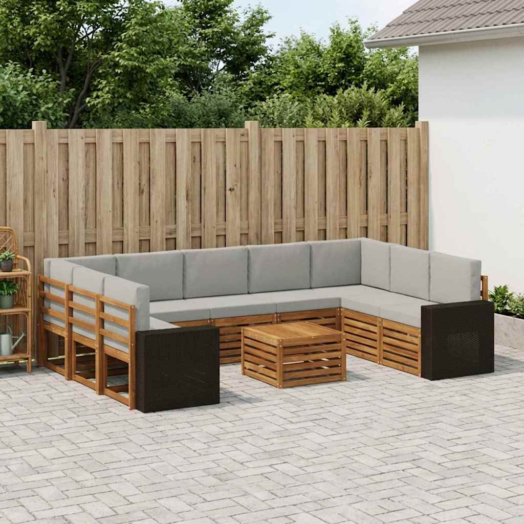 Sofa-Sets 10 pcs Naturel en lichtgrijs Massief Acaciahout is nu te koop bij PeponiXL, paradijselijk wonen!