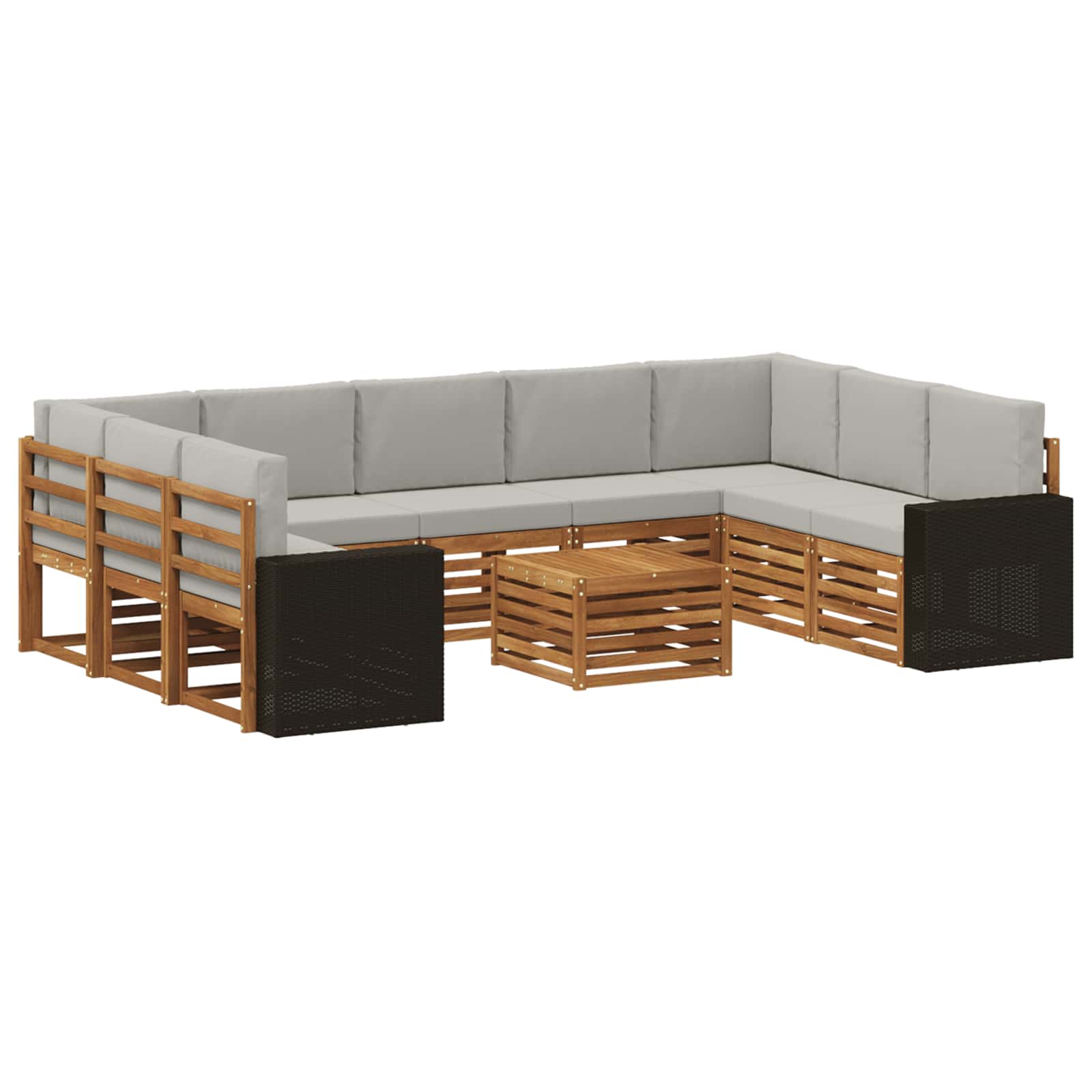 Sofa-Sets 10 pcs Naturel en lichtgrijs Massief Acaciahout is nu te koop bij PeponiXL, paradijselijk wonen!