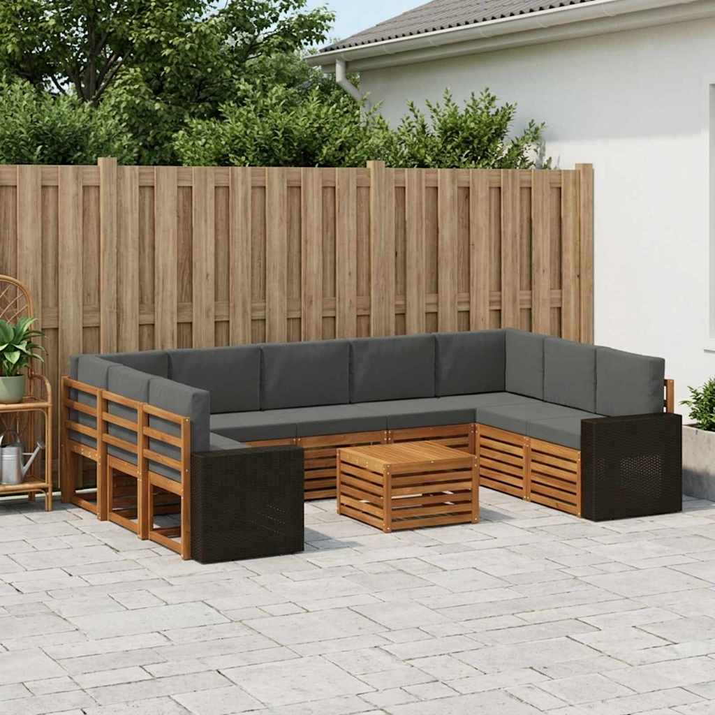 Sofa-Sets 10 pcs Natuurlijk en Antraciet Massief Acaciahout is nu te koop bij PeponiXL, paradijselijk wonen!