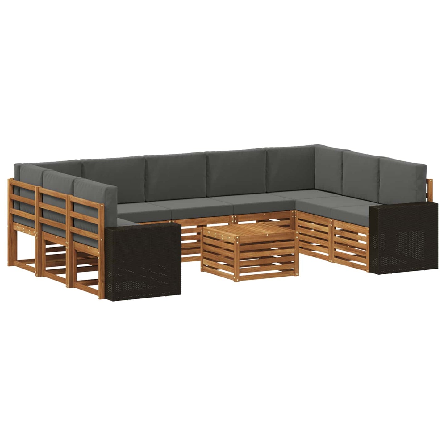 Sofa-Sets 10 pcs Natuurlijk en Antraciet Massief Acaciahout is nu te koop bij PeponiXL, paradijselijk wonen!