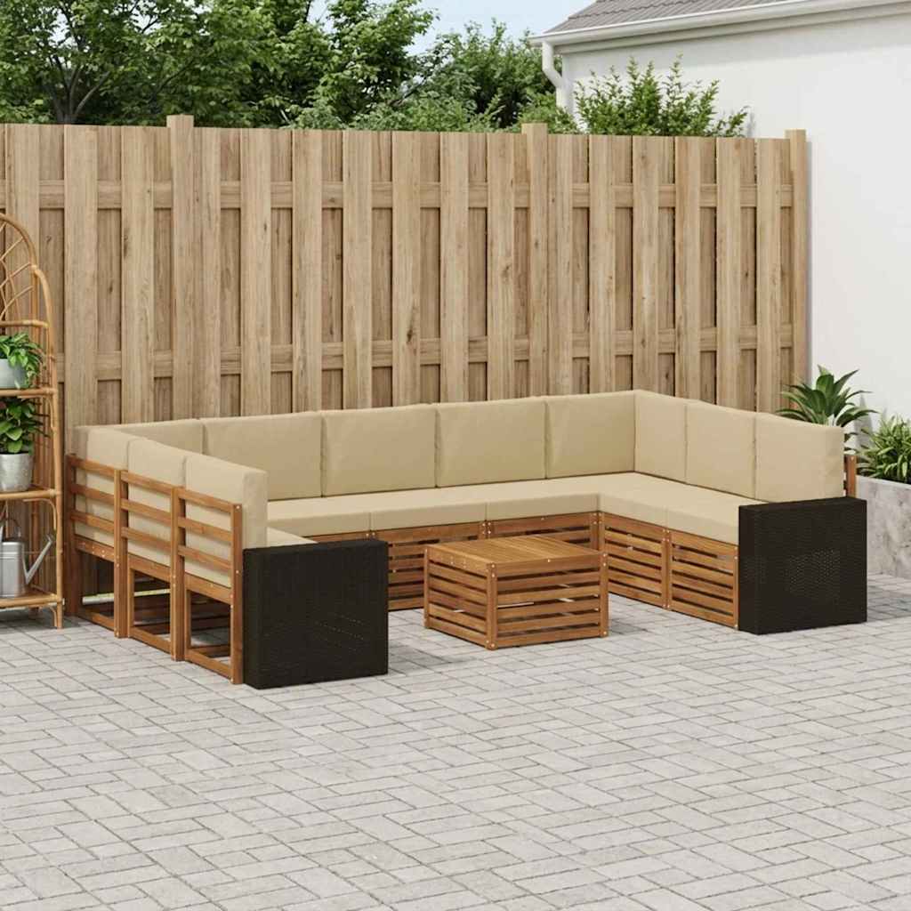 Sofa-Sets 10 pcs Natuurlijk en Beige Massief Acaciahout is nu te koop bij PeponiXL, paradijselijk wonen!