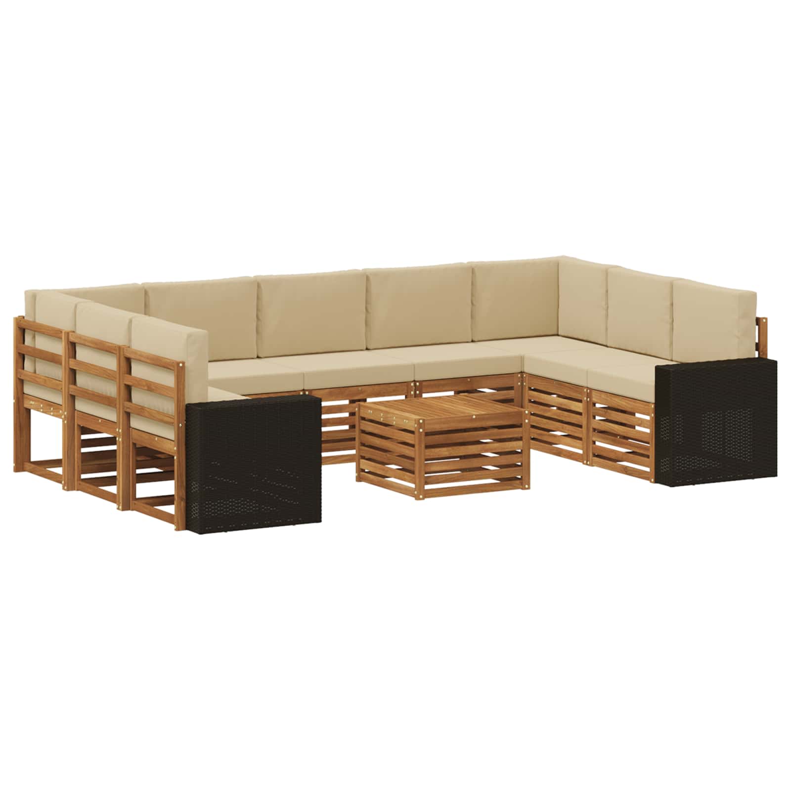 Sofa-Sets 10 pcs Natuurlijk en Beige Massief Acaciahout is nu te koop bij PeponiXL, paradijselijk wonen!