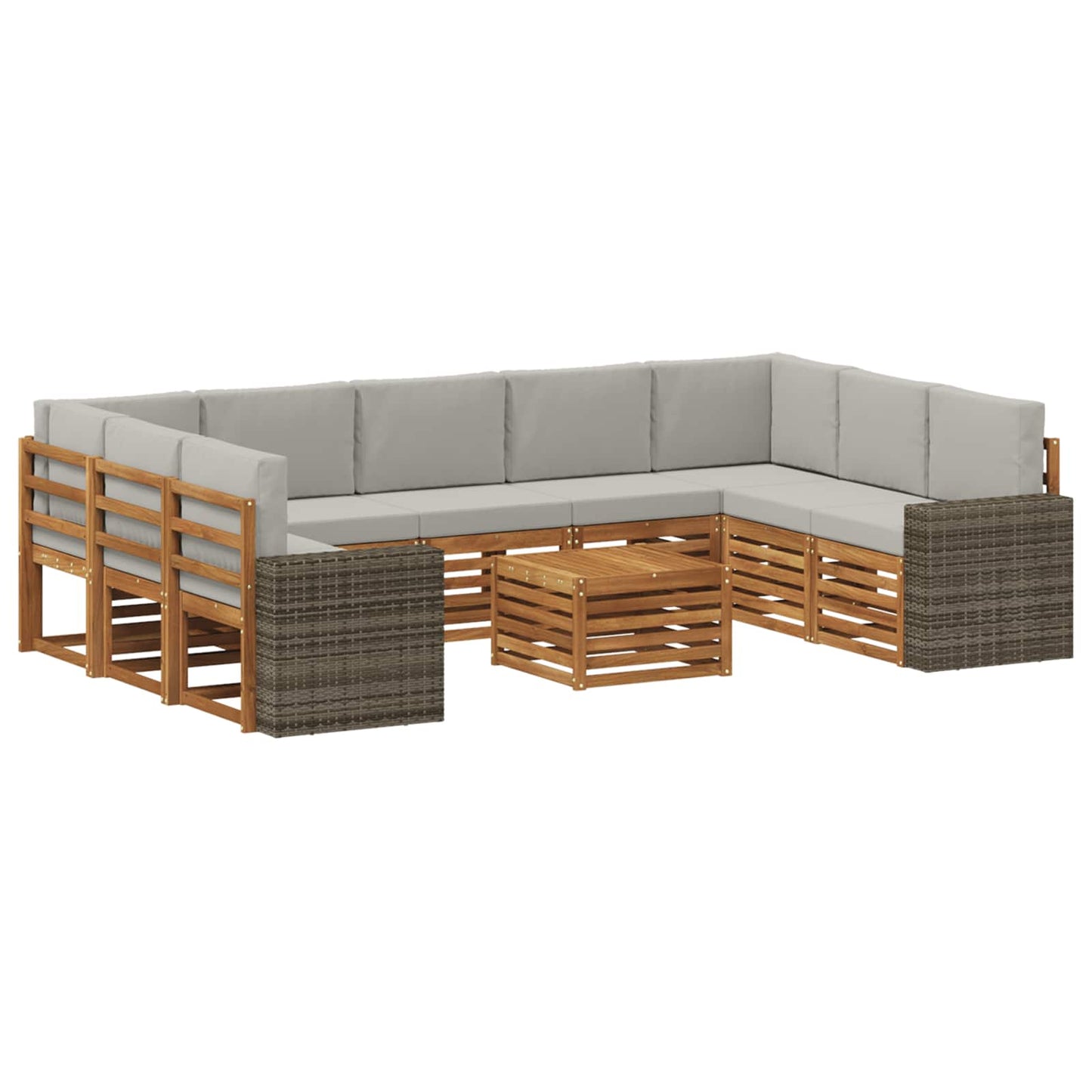 Sofa-Sets 10 pcs Naturel en lichtgrijs Massief Acaciahout is nu te koop bij PeponiXL, paradijselijk wonen!
