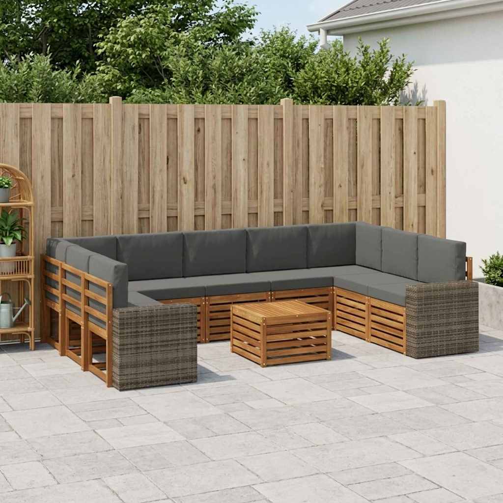 Sofa-Sets 10 pcs Natuurlijk en Antraciet Massief Acaciahout is nu te koop bij PeponiXL, paradijselijk wonen!