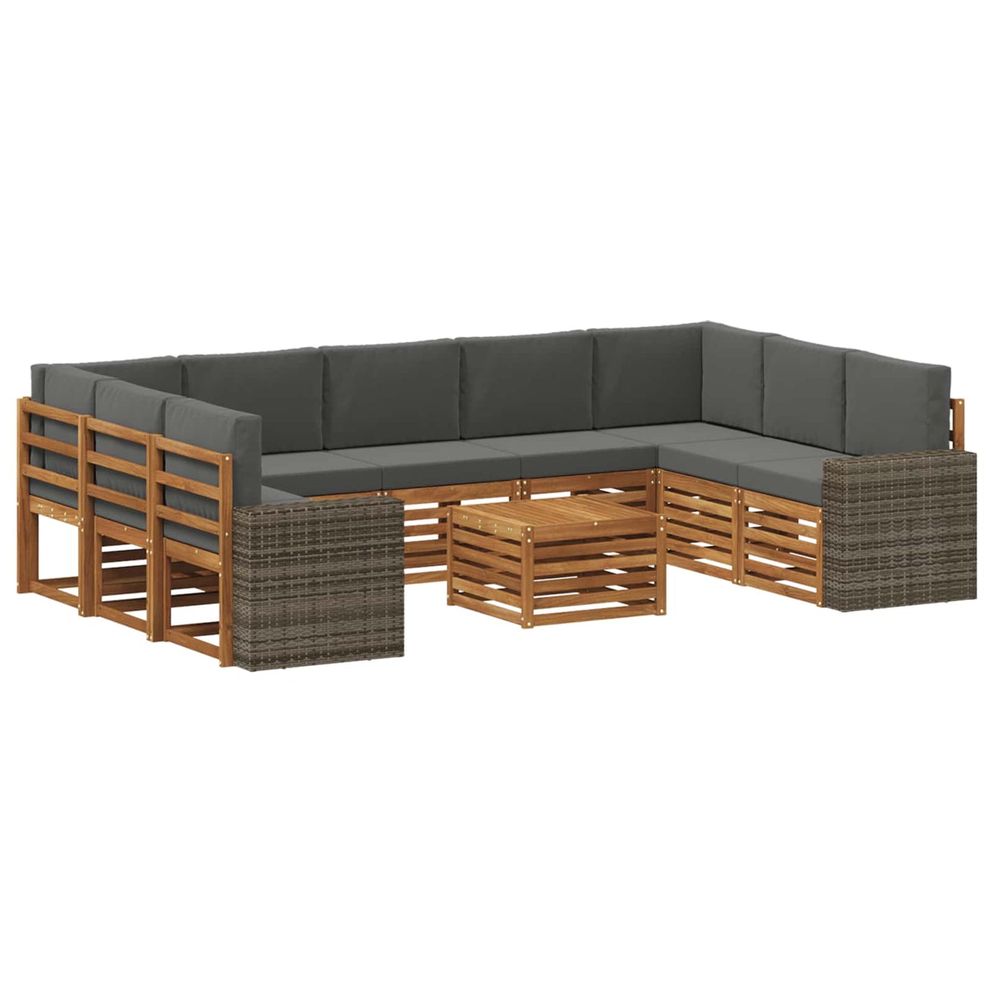 Sofa-Sets 10 pcs Natuurlijk en Antraciet Massief Acaciahout is nu te koop bij PeponiXL, paradijselijk wonen!