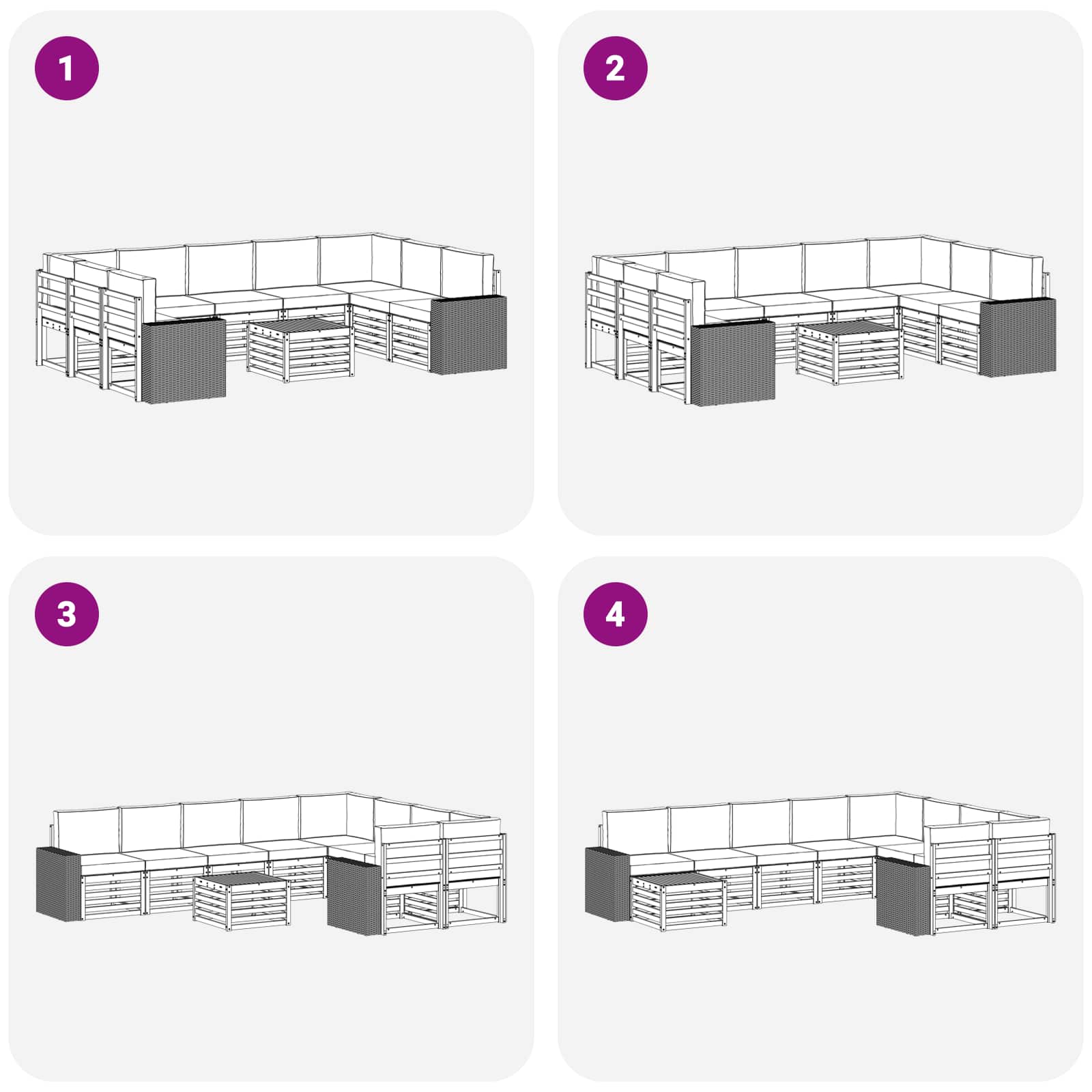 Sofa-Sets 10 pcs Natuurlijk en Beige Massief Acaciahout is nu te koop bij PeponiXL, paradijselijk wonen!