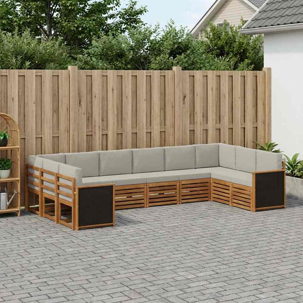 Hoekbank Set met kussen 7 pcs Naturel en lichtgrijs is nu te koop bij PeponiXL, paradijselijk wonen!