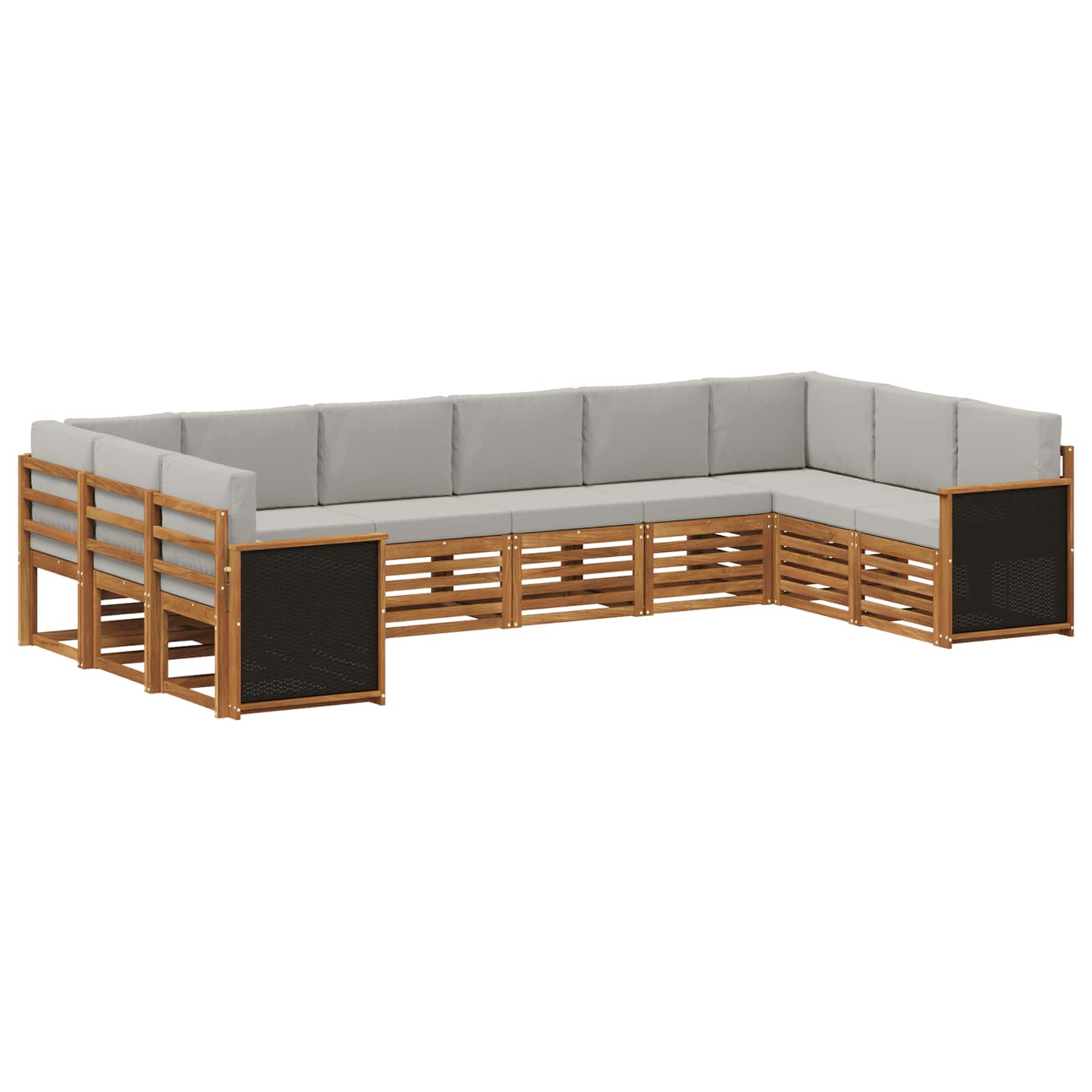 Hoekbank Set met kussen 7 pcs Naturel en lichtgrijs is nu te koop bij PeponiXL, paradijselijk wonen!