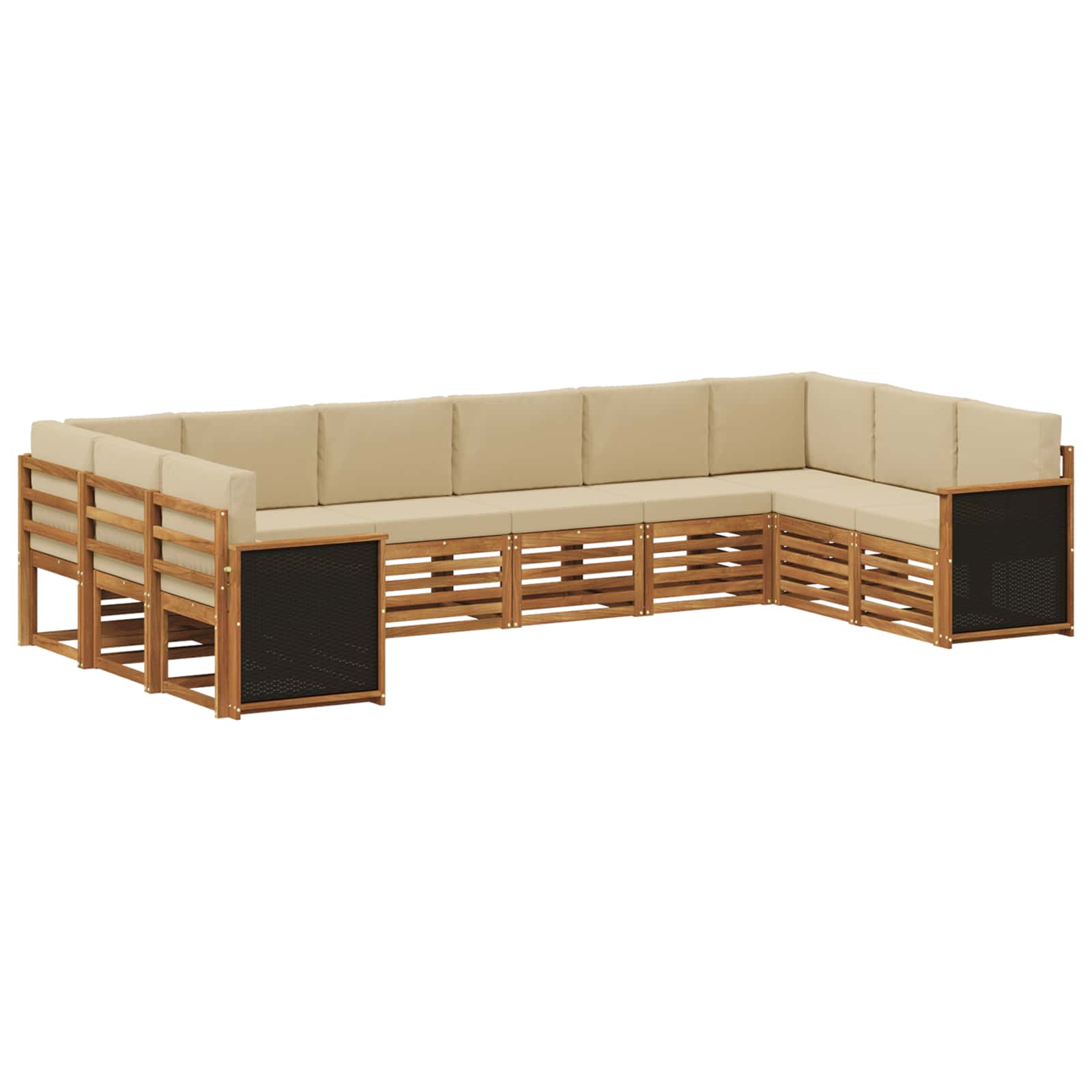Hoekbank Set 7 pcs Naturel Massief Acaciahout en Polyester is nu te koop bij PeponiXL, paradijselijk wonen!