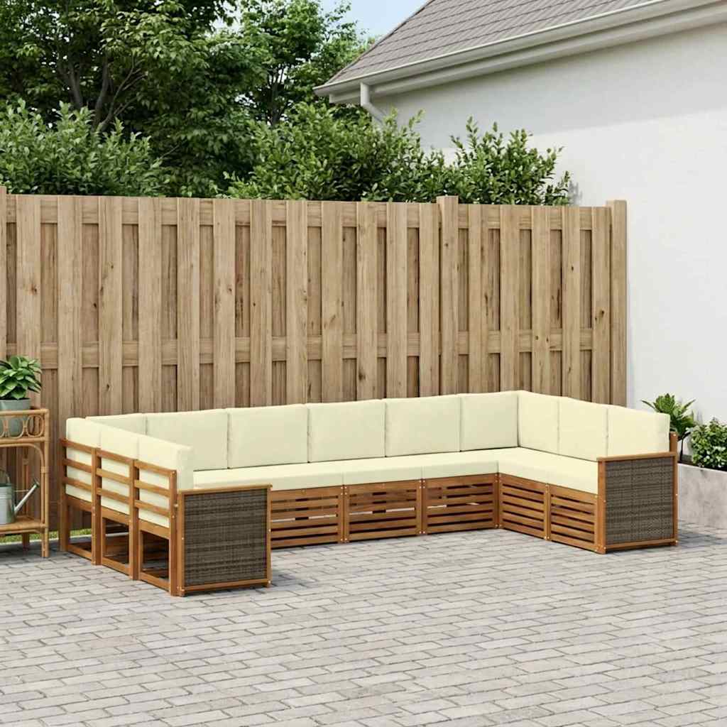 Hoekbank Set met kussen 7 pcs Natuurlijk en Crème is nu te koop bij PeponiXL, paradijselijk wonen!