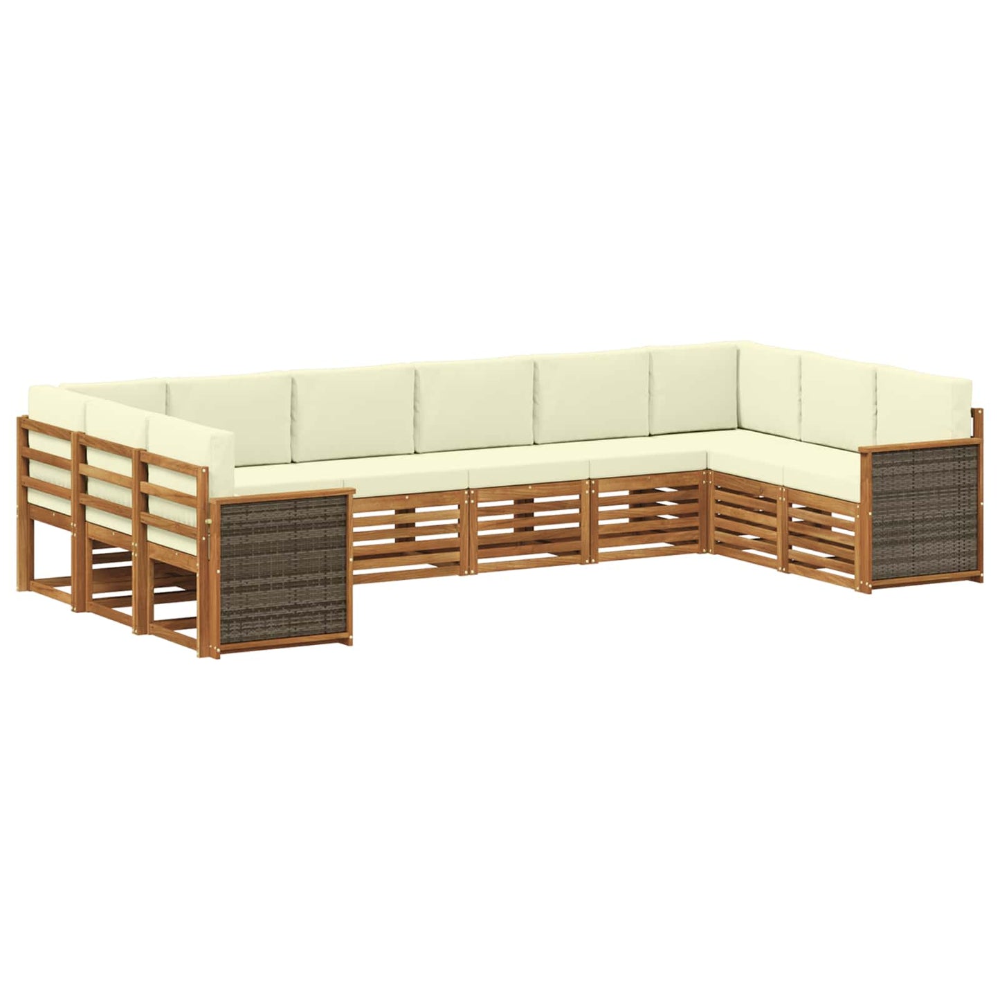 Hoekbank Set met kussen 7 pcs Natuurlijk en Crème is nu te koop bij PeponiXL, paradijselijk wonen!