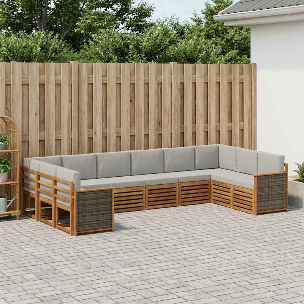 Hoekbank Set met kussen 7 pcs Naturel en lichtgrijs is nu te koop bij PeponiXL, paradijselijk wonen!