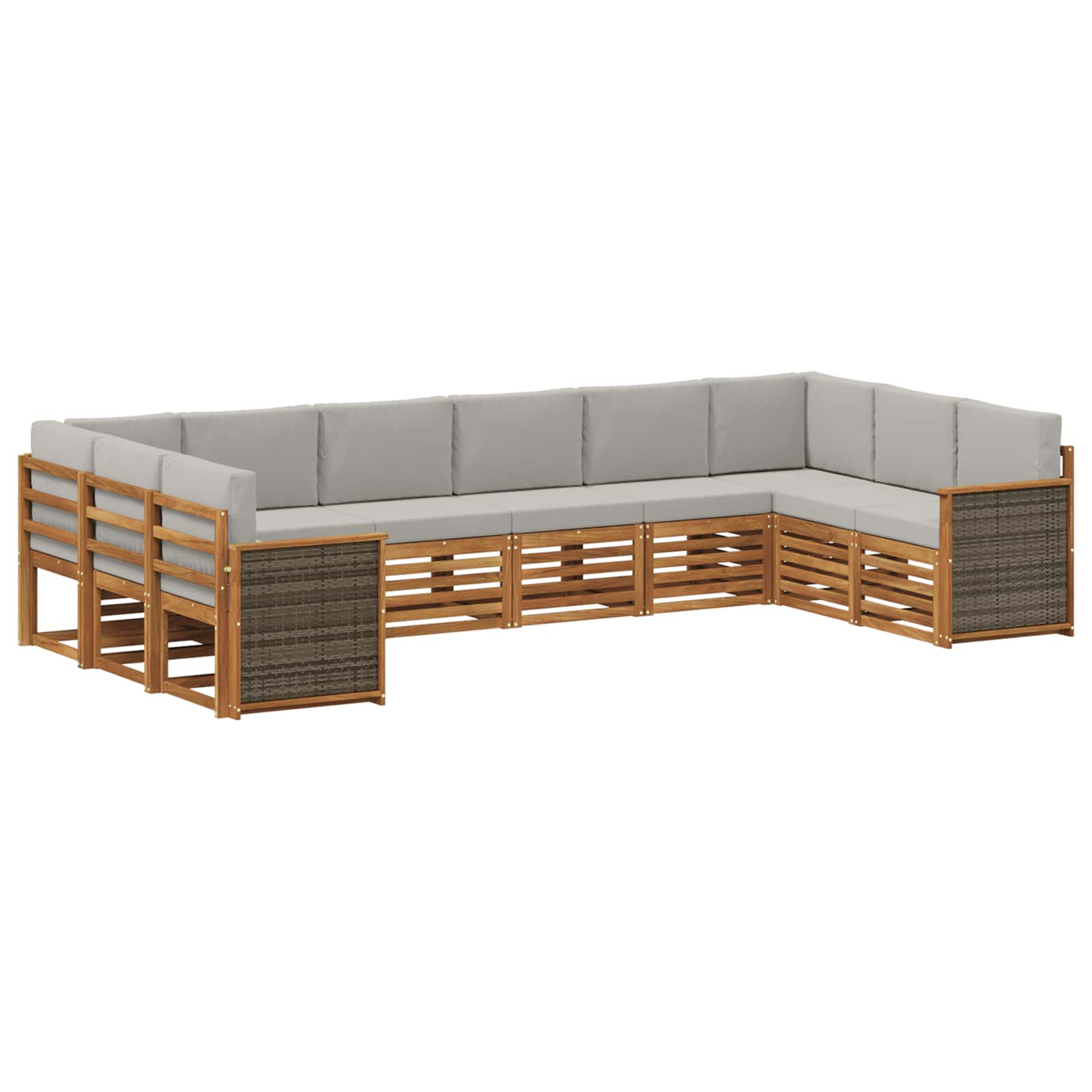 Hoekbank Set met kussen 7 pcs Naturel en lichtgrijs is nu te koop bij PeponiXL, paradijselijk wonen!