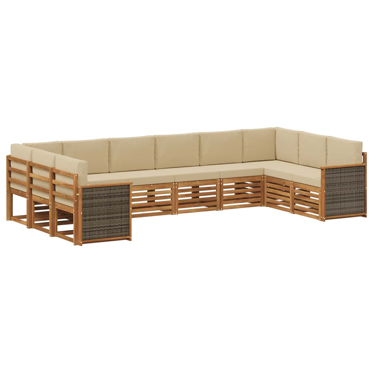 Hoekbank Set 7 pcs Naturel Massief Acaciahout en Polyester is nu te koop bij PeponiXL, paradijselijk wonen!