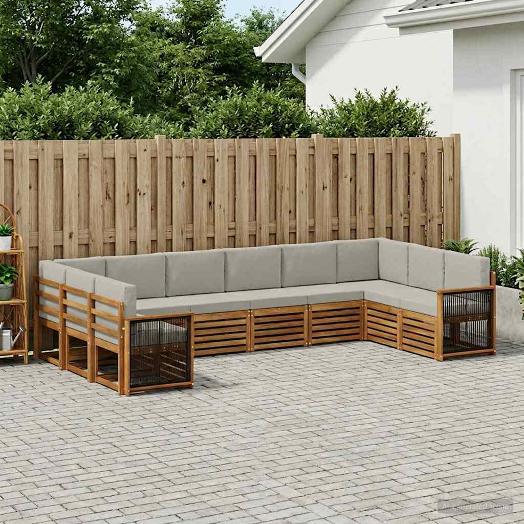 Hoekbank Set met kussen 7 pcs Naturel en lichtgrijs is nu te koop bij PeponiXL, paradijselijk wonen!