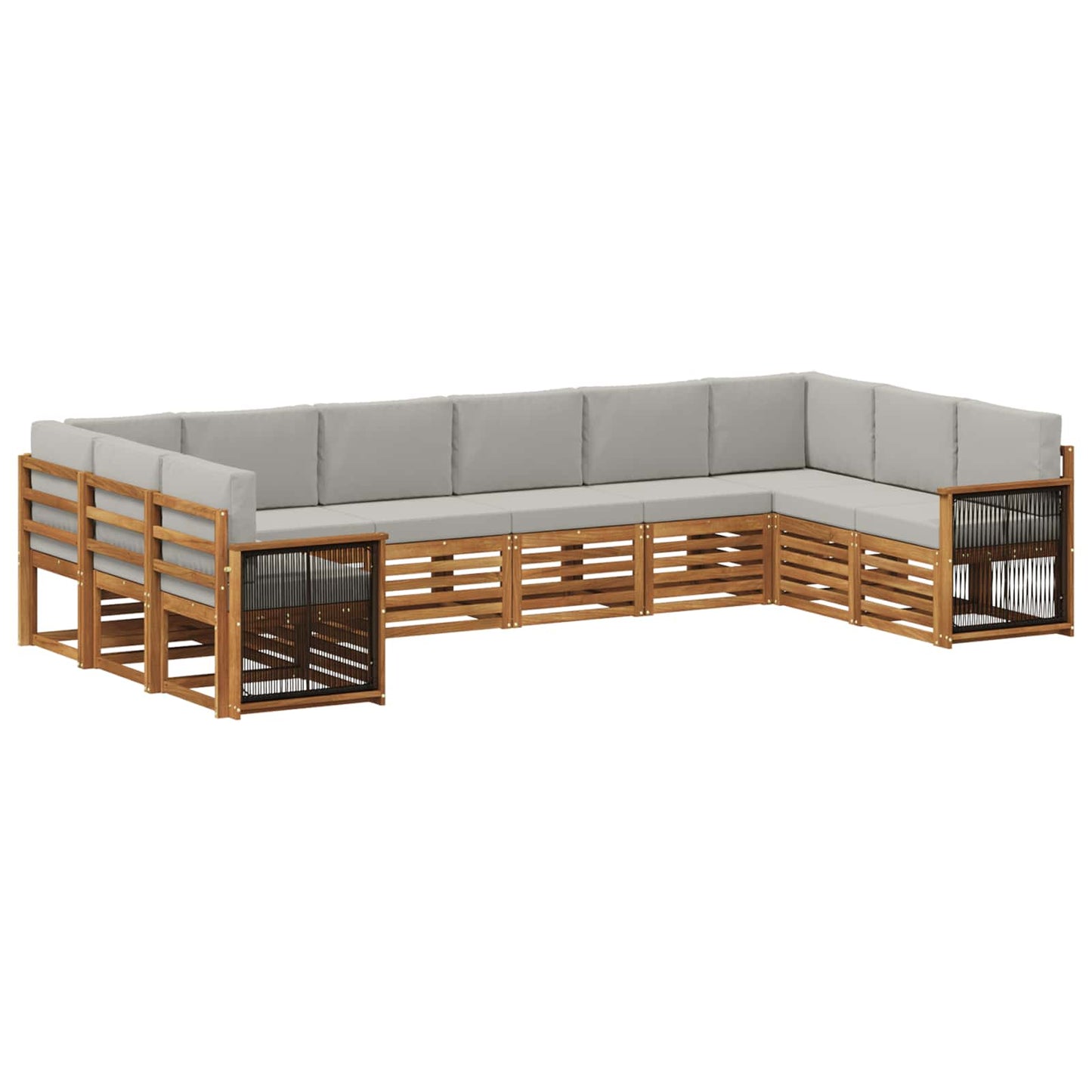 Hoekbank Set met kussen 7 pcs Naturel en lichtgrijs is nu te koop bij PeponiXL, paradijselijk wonen!