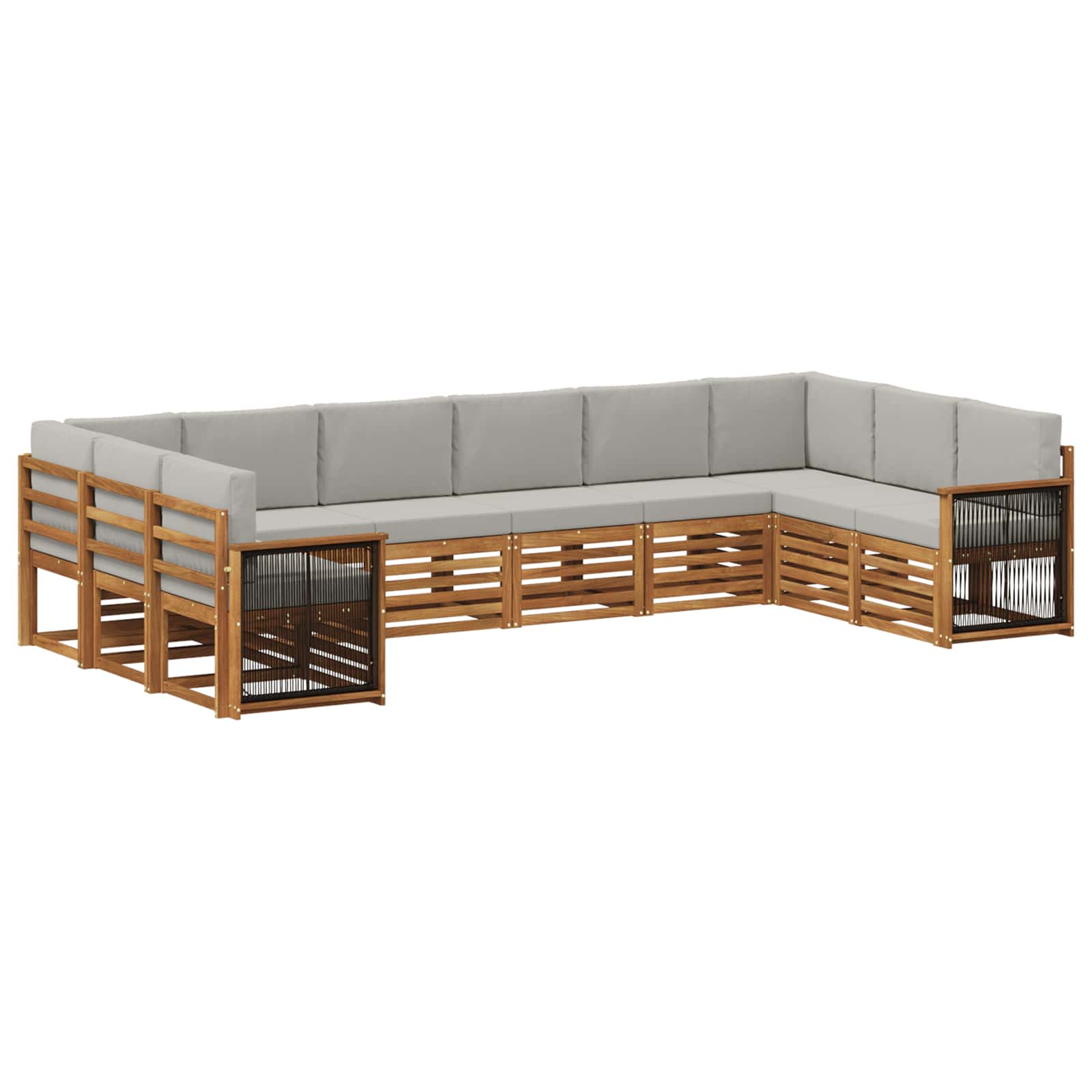 Hoekbank Set met kussen 7 pcs Naturel en lichtgrijs is nu te koop bij PeponiXL, paradijselijk wonen!