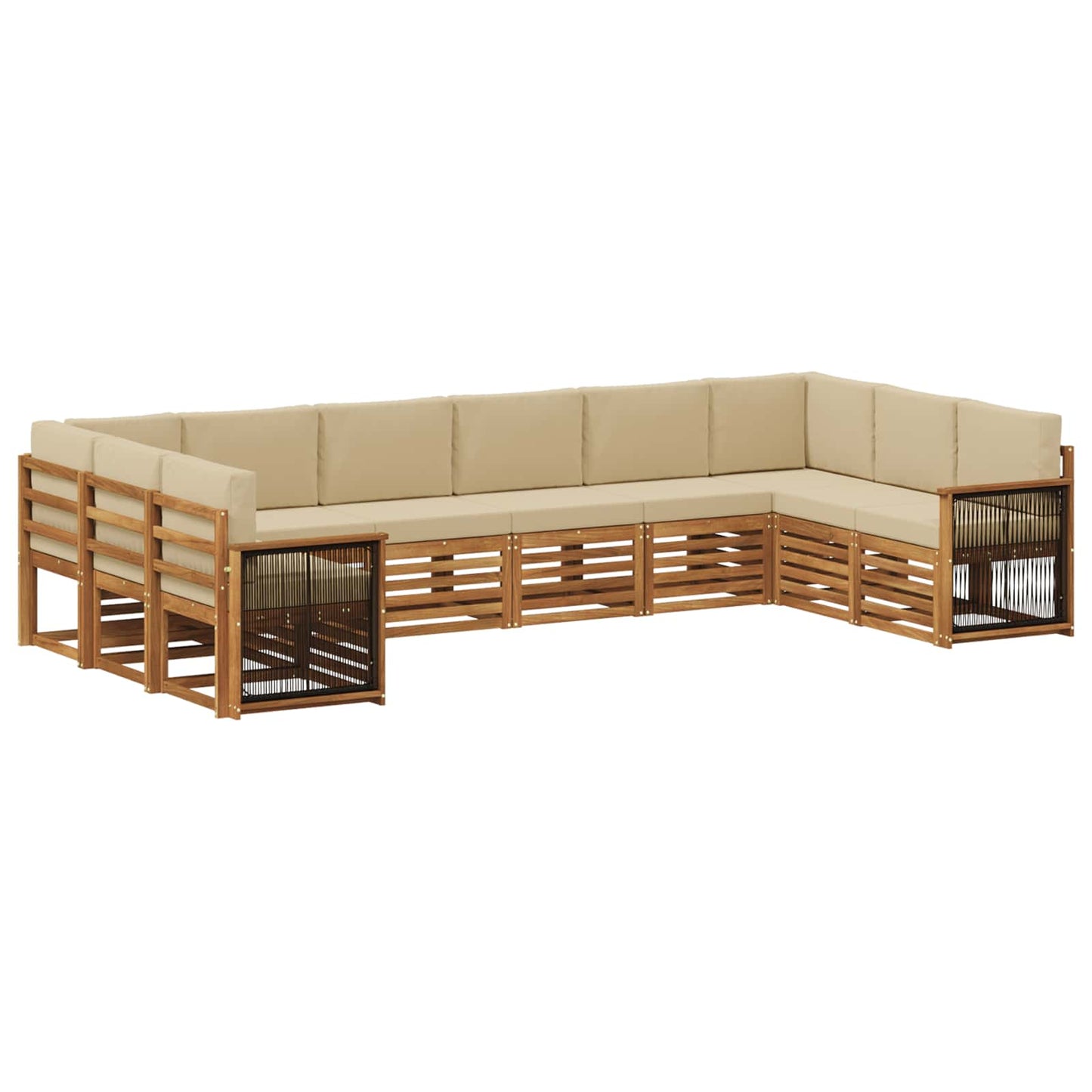Hoekbank Set 7 pcs Naturel Massief Acaciahout en Polyester is nu te koop bij PeponiXL, paradijselijk wonen!