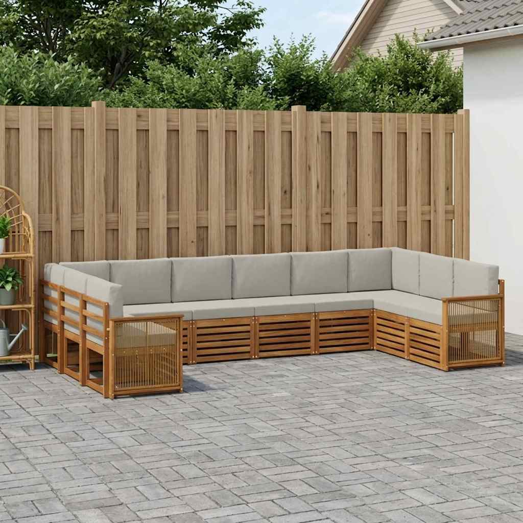 Hoekbank Set met kussen 7 pcs Naturel en lichtgrijs is nu te koop bij PeponiXL, paradijselijk wonen!