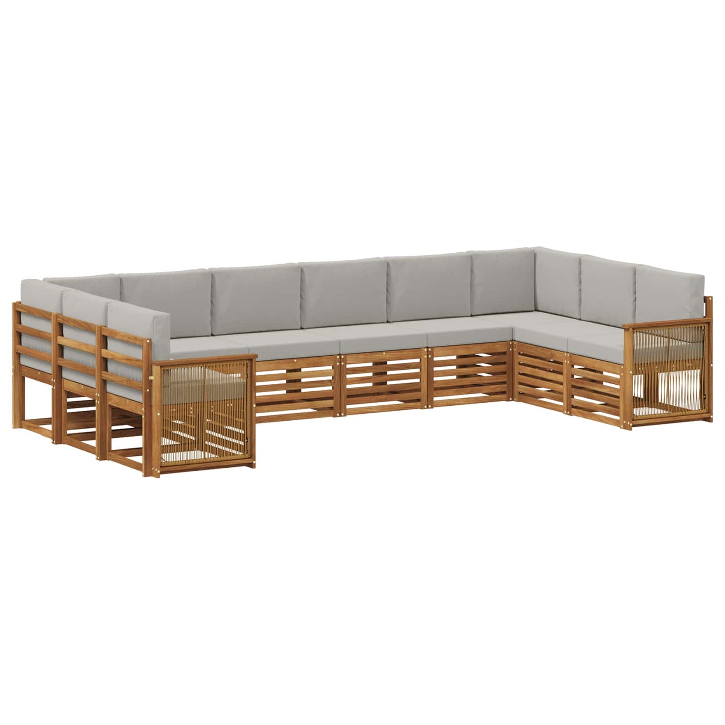 Hoekbank Set met kussen 7 pcs Naturel en lichtgrijs is nu te koop bij PeponiXL, paradijselijk wonen!