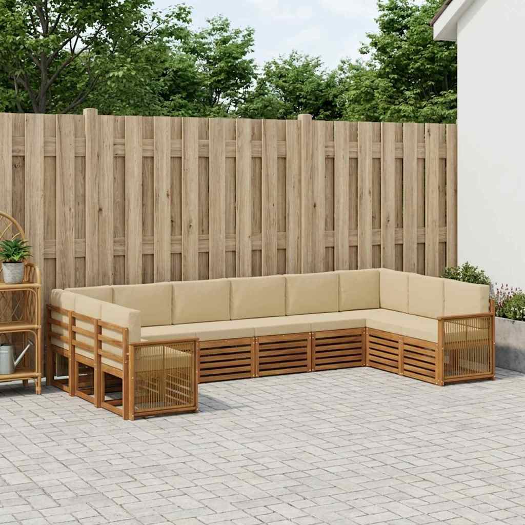 Hoekbank Set 7 pcs Naturel Massief Acaciahout en Polyester is nu te koop bij PeponiXL, paradijselijk wonen!