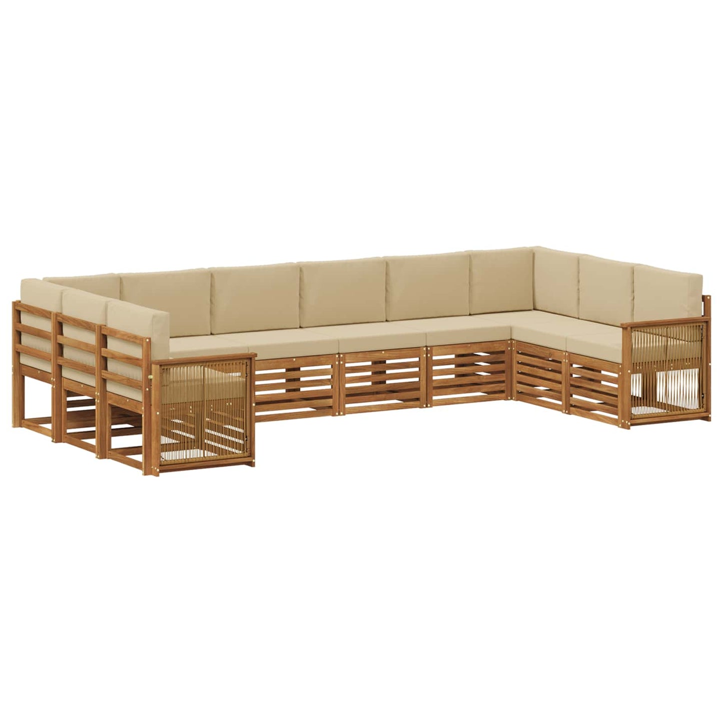 Hoekbank Set 7 pcs Naturel Massief Acaciahout en Polyester is nu te koop bij PeponiXL, paradijselijk wonen!
