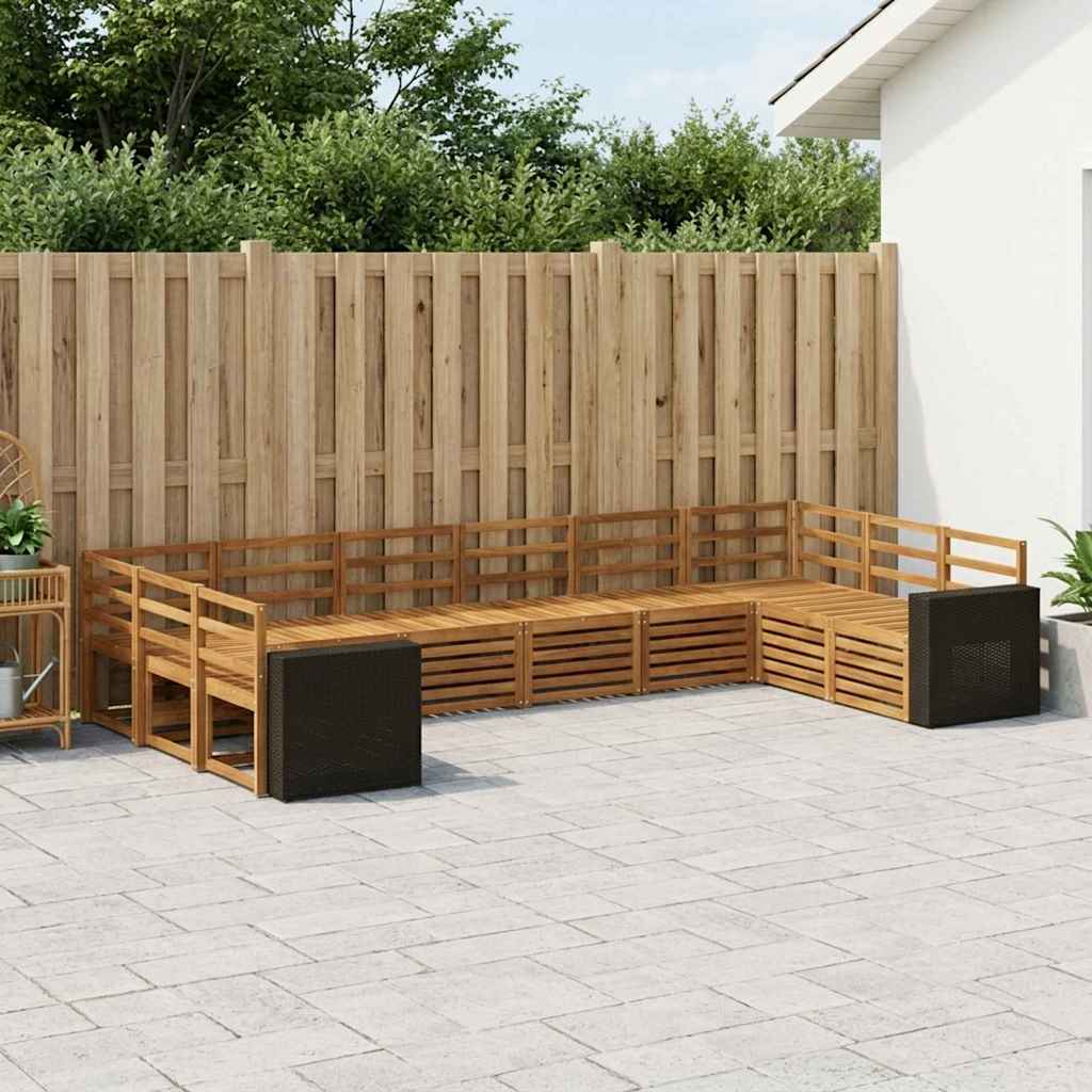 Hoekbank Set 10 pcs Naturel Massief Acaciahout is nu te koop bij PeponiXL, paradijselijk wonen!