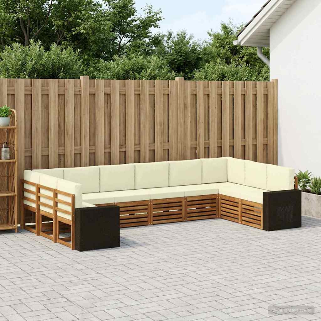 Buiten bankenset 10 pcs Natuurlijk en Crème Polyester is nu te koop bij PeponiXL, paradijselijk wonen!