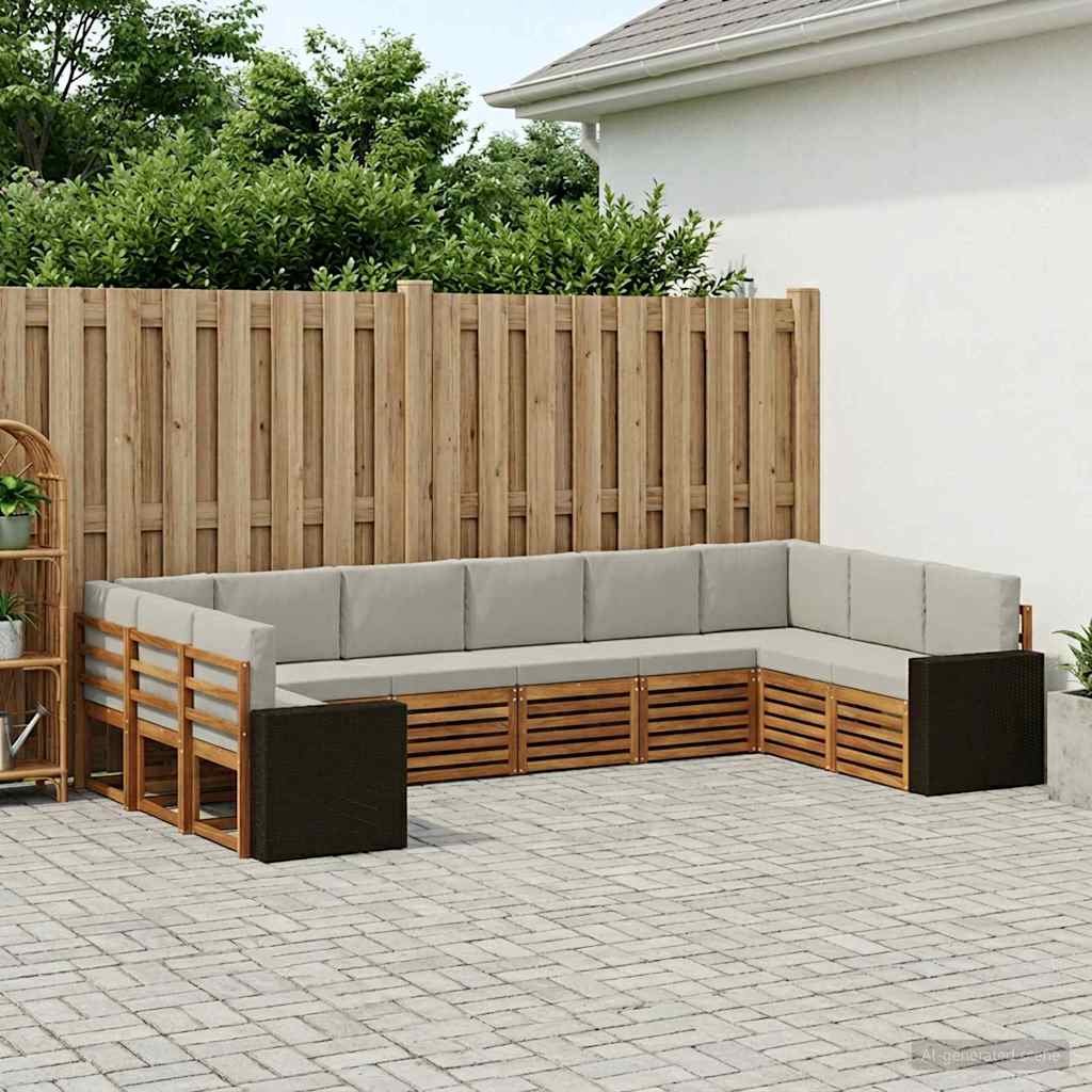 Hoekbank Set met kussen 10 pcs Naturel en lichtgrijs Polyester is nu te koop bij PeponiXL, paradijselijk wonen!