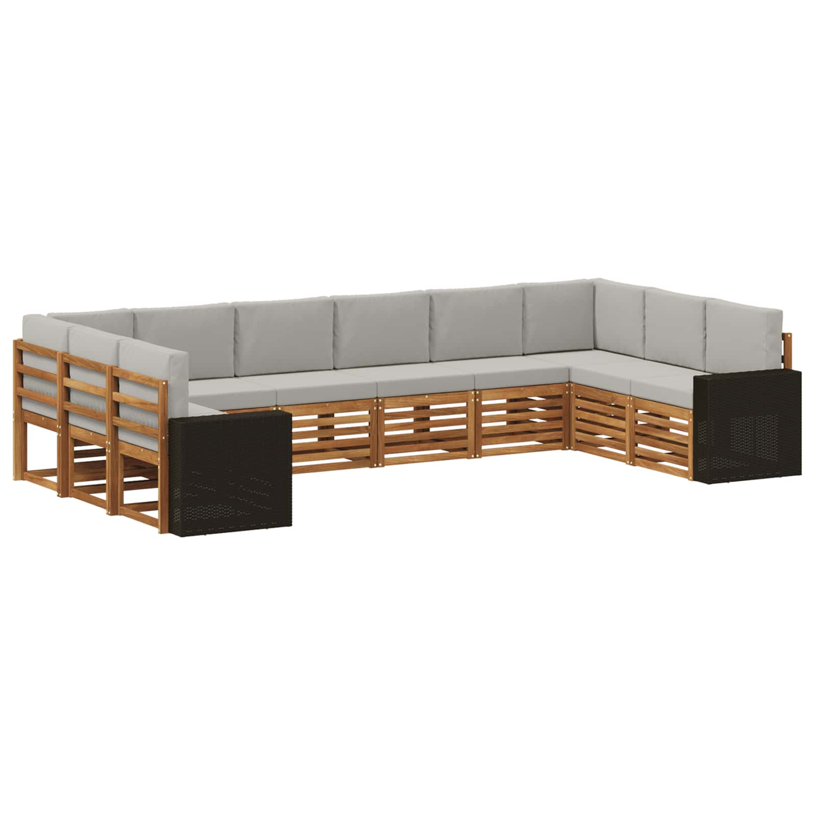 Hoekbank Set met kussen 10 pcs Naturel en lichtgrijs Polyester is nu te koop bij PeponiXL, paradijselijk wonen!