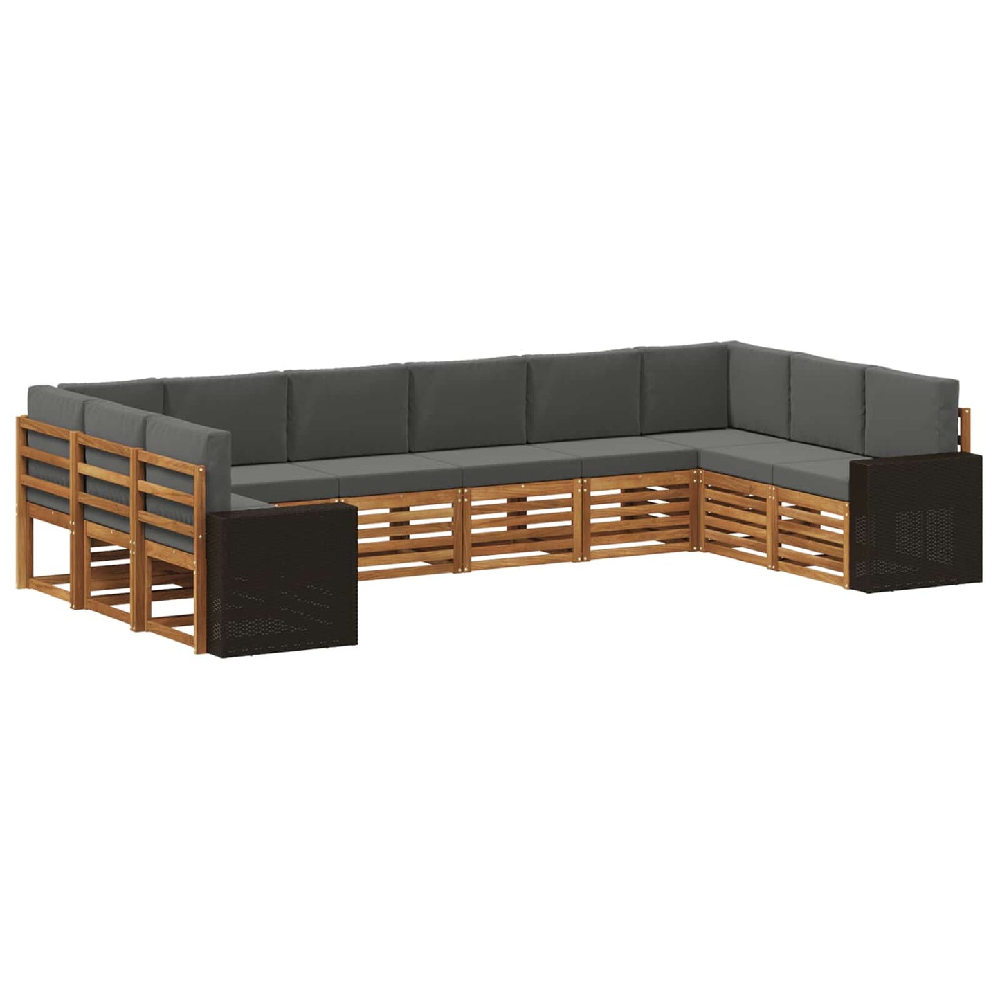 Buiten bankenset 10 pcs Natuurlijk en Antraciet Polyester is nu te koop bij PeponiXL, paradijselijk wonen!