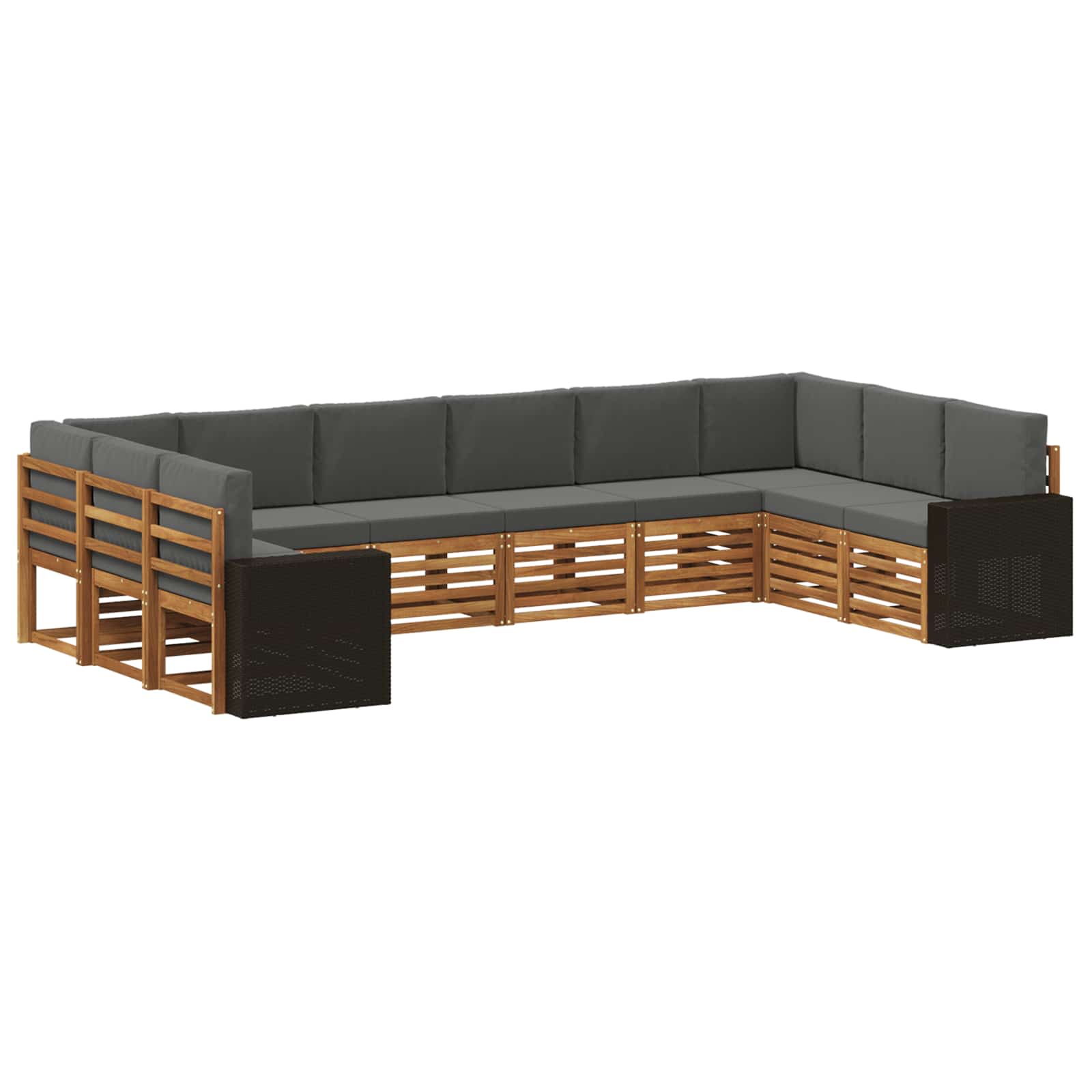 Buiten bankenset 10 pcs Natuurlijk en Antraciet Polyester is nu te koop bij PeponiXL, paradijselijk wonen!