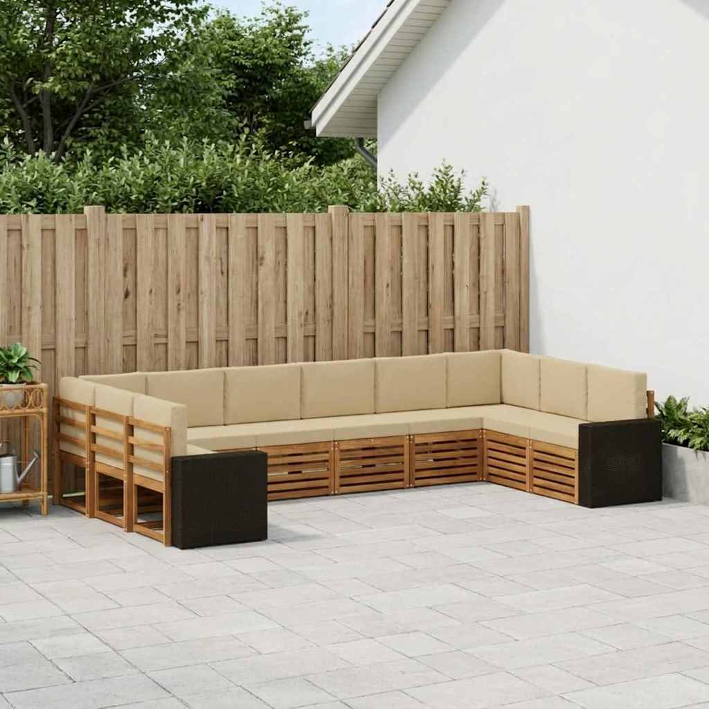 Buiten bankenset 10 pcs Natuurlijk en Beige Polyester is nu te koop bij PeponiXL, paradijselijk wonen!
