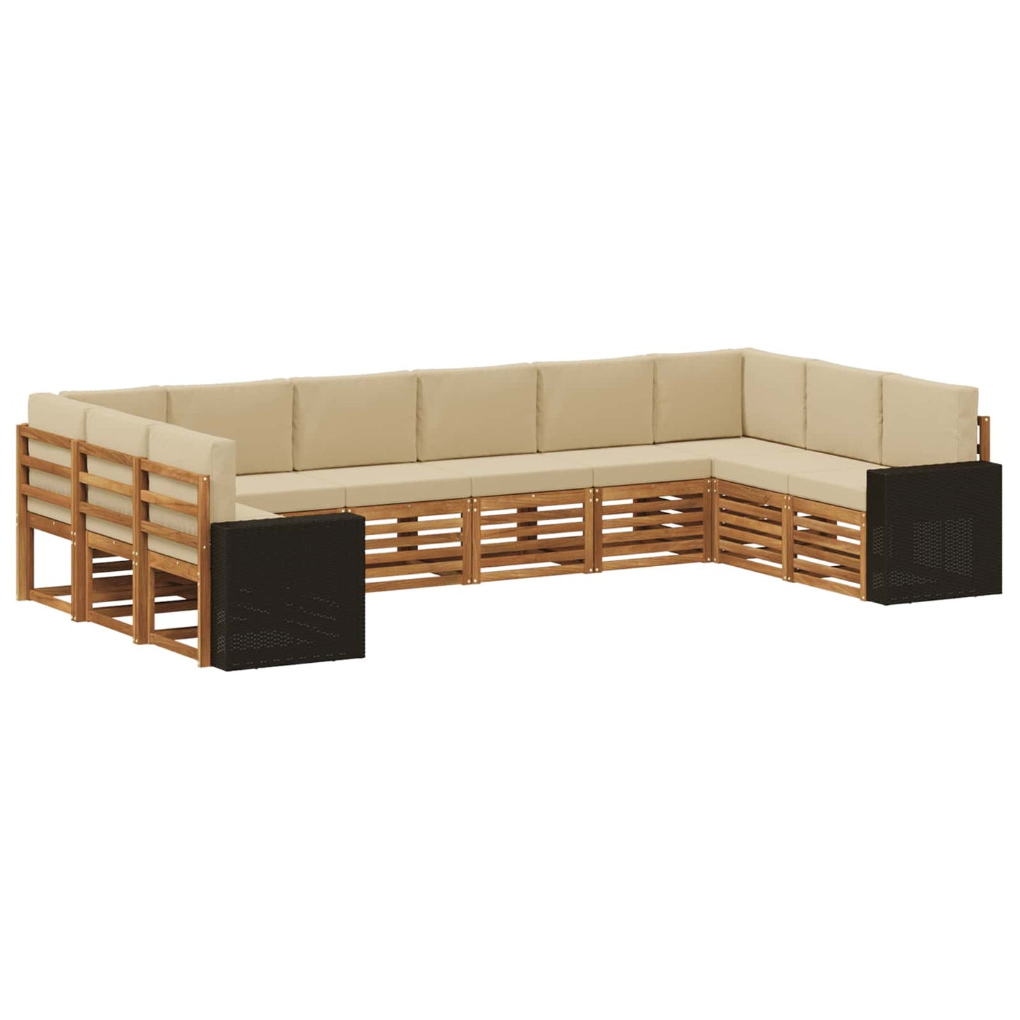 Buiten bankenset 10 pcs Natuurlijk en Beige Polyester is nu te koop bij PeponiXL, paradijselijk wonen!